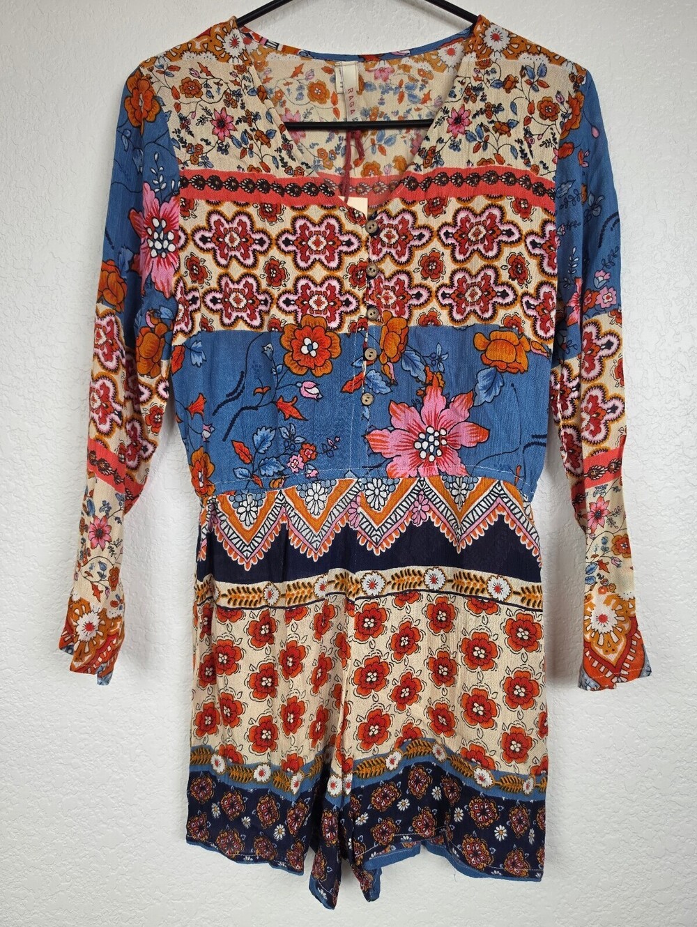 NWT Anthropologie Raga Floral Bohemian Long Sleeve Romper XS